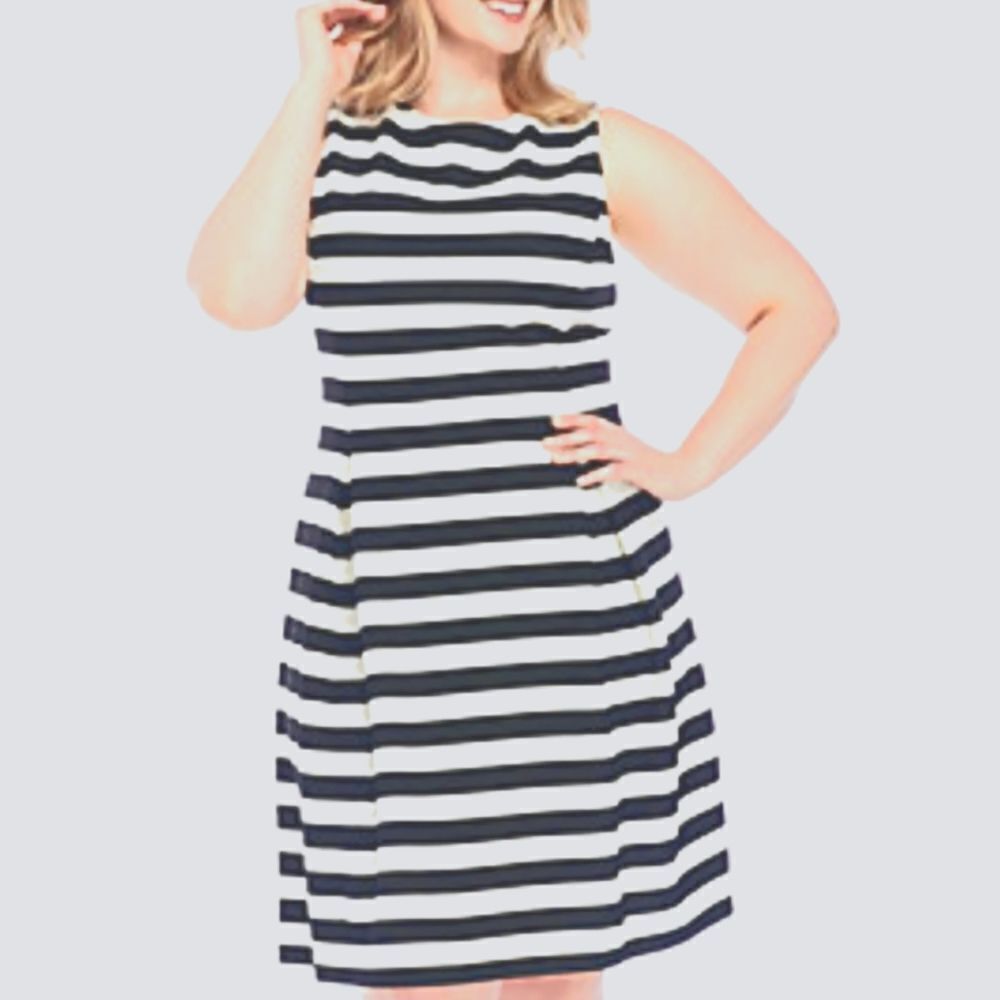 ORSAY SLEEVELESS STRIPE FIT AND FLARE SKATE DRESS